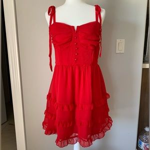 NWOT Red Frilly Dress / Size M
